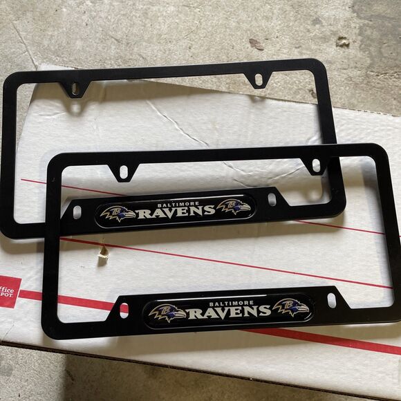New Set Of 2 NFL Baltimore Ravens Car Truck Acrylic Inlay License Plate Frames - Picture 1 of 4